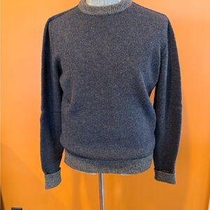 Men's Seamless Sweater in Multi Navy/Taupe Shetland Wool